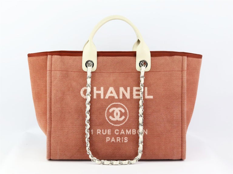Chanel Orange Deauville Canvas Tote Bag Leather Cloth Pony-style calfskin  Cloth ref.502821 - Joli Closet
