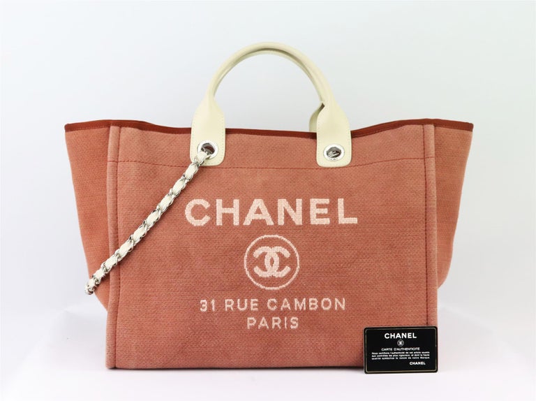 CHANEL Canvas Large Deauville Tote Blue 277776