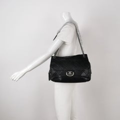 Chanel 2013 Paris-Edinburgh Large Black Flap Calfskin Leather Shoulder Bag