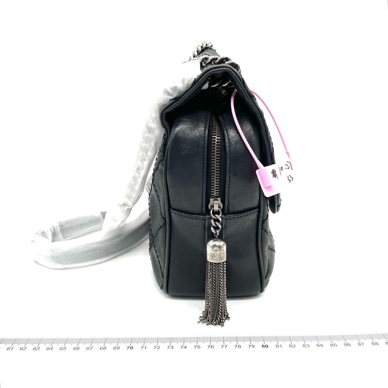 Noir Chanel 2013 Paris-Edinburgh Large Black Flap Calfskin Leather Shoulder Bag en vente