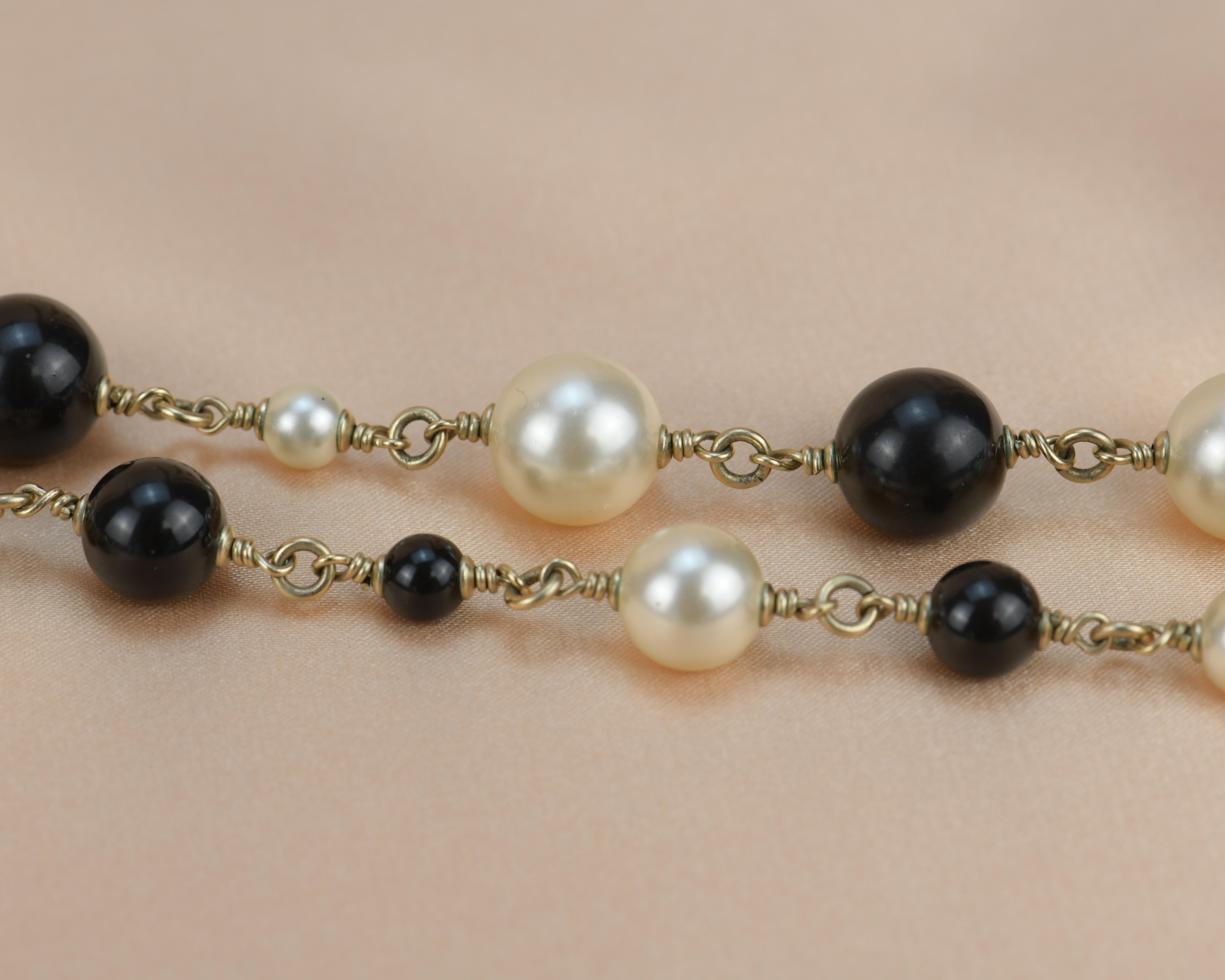 CHANEL 2013 Pearl & Black Beads CC Baroque Sautoir Necklace 5