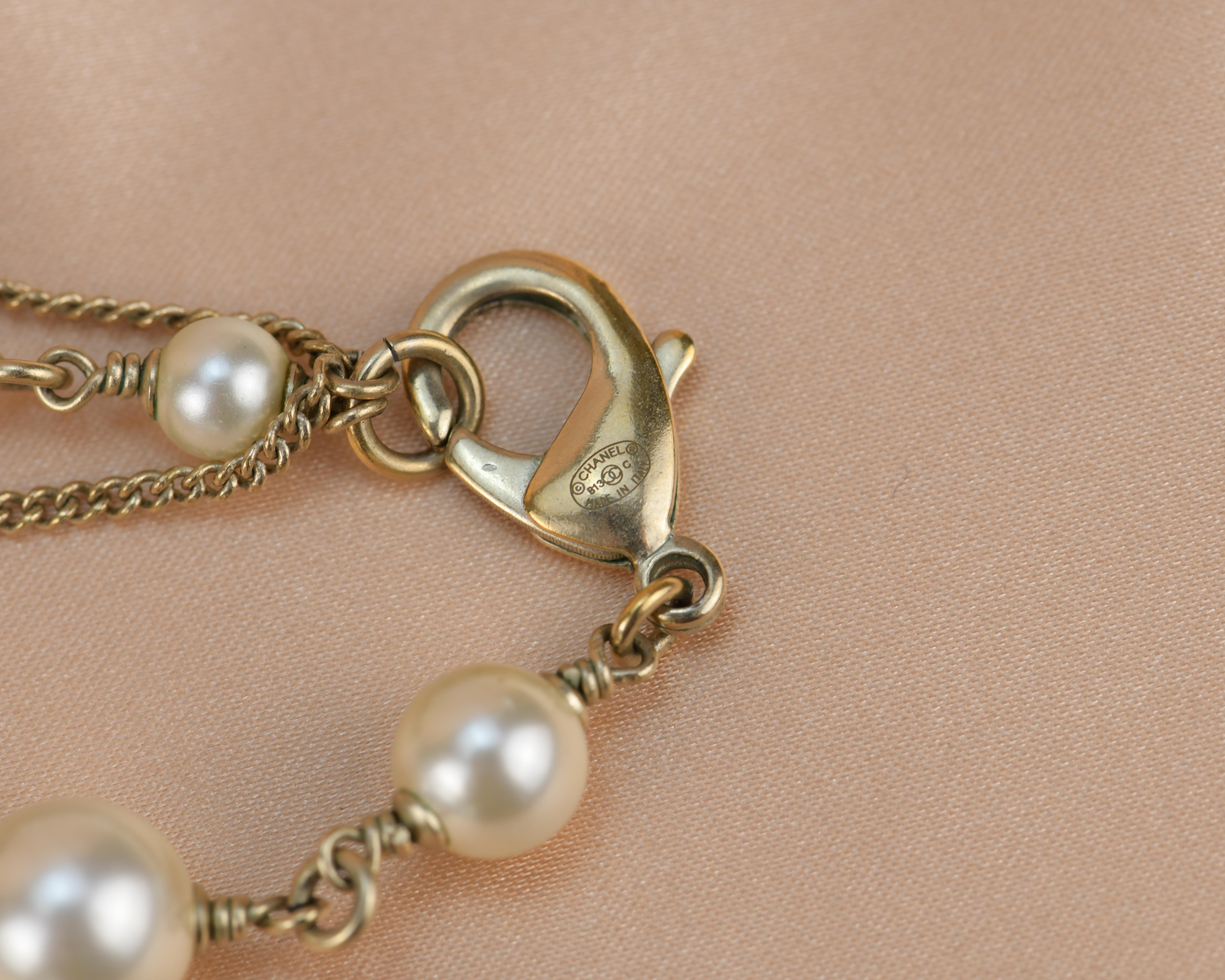 CHANEL 2013 Pearl & Black Beads CC Baroque Sautoir Necklace 2
