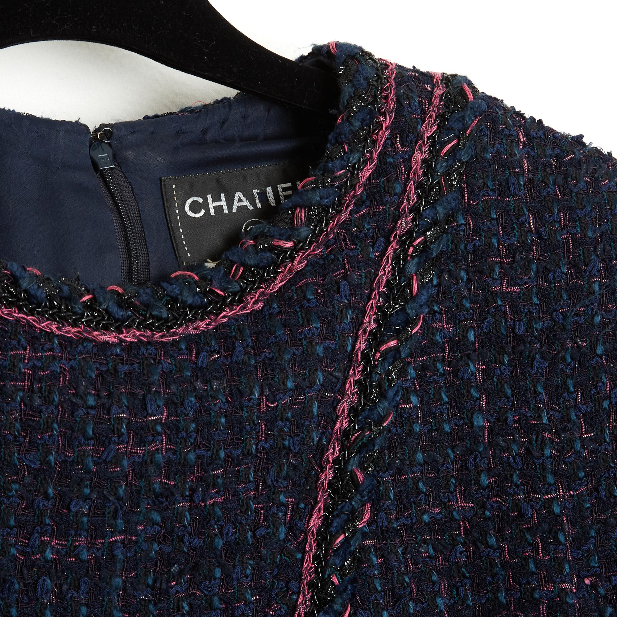 Women's Chanel 2013 Robe Marine FR42 Navy Tweed Dress UK14 US12