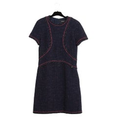 Chanel 2013 Robe Marine FR42 Navy Tweed Dress UK14 US12