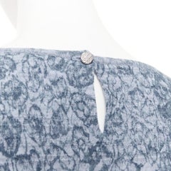 CHANEL 2013 Runway blue floral print  balloon sleeves pullover sweater FR44 2XL