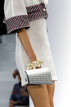 Chanel 2013 Runway Hand Through White Quilted Lambskin Clutch Bag