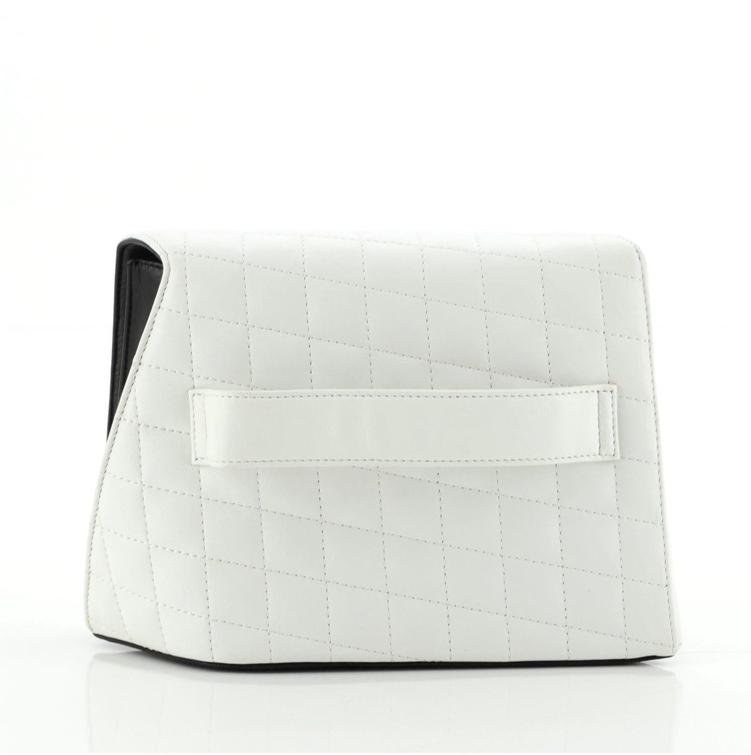 Women's Chanel 2013 Runway Hand Through White Quilted Lambskin Clutch Bag For Sale