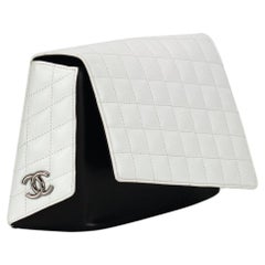 Used Chanel 2013 Runway Hand Through White Quilted Lambskin Clutch Bag