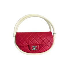 Chanel 2013 S/S Runway Red and White Quilted Lambskin Mini Hula Hoop Bag