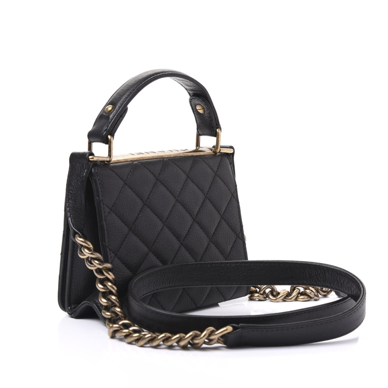 Chanel 2013 Small Mini Kelly Top Handle Quilted Caviar Reissue Classic Flap Bag  For Sale 2