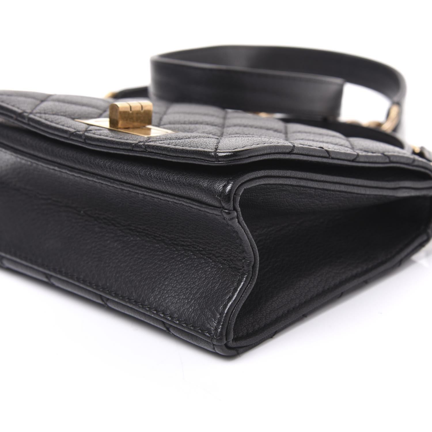 Chanel 2013 Small Mini Kelly Top Handle Quilted Caviar Reissue Classic Flap Bag For Sale 4