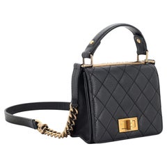 Chanel 2013 Small Mini Kelly Top Handle Quilted Caviar Reissue Classic Flap Bag