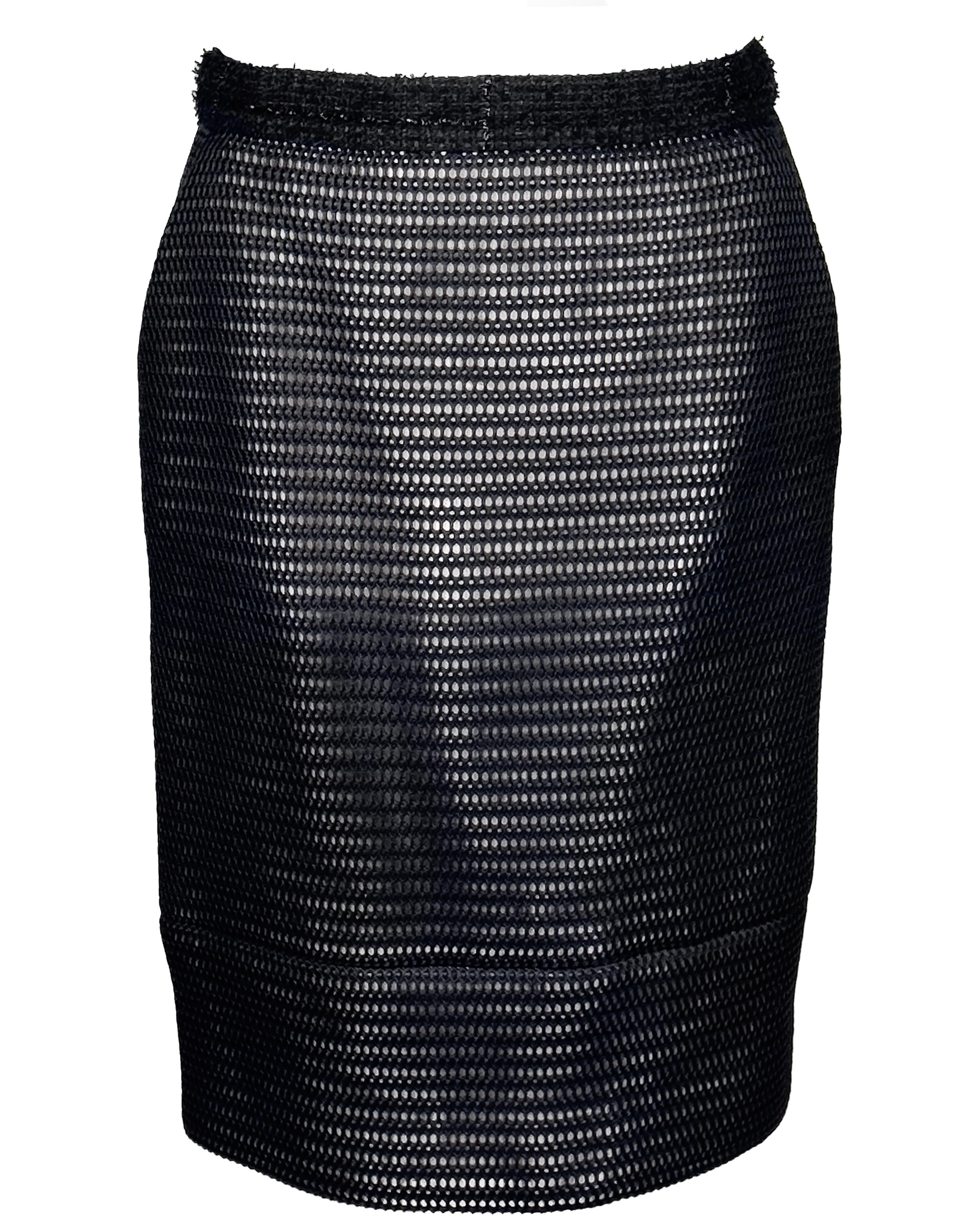 Chanel 2013 Spring Collection Black Tweed and Eyelet Suit with Pearl Buttons For Sale 3