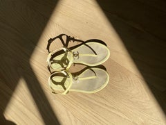 Chanel 2013 Yellow Patent Leather Strappy Dad Sandals