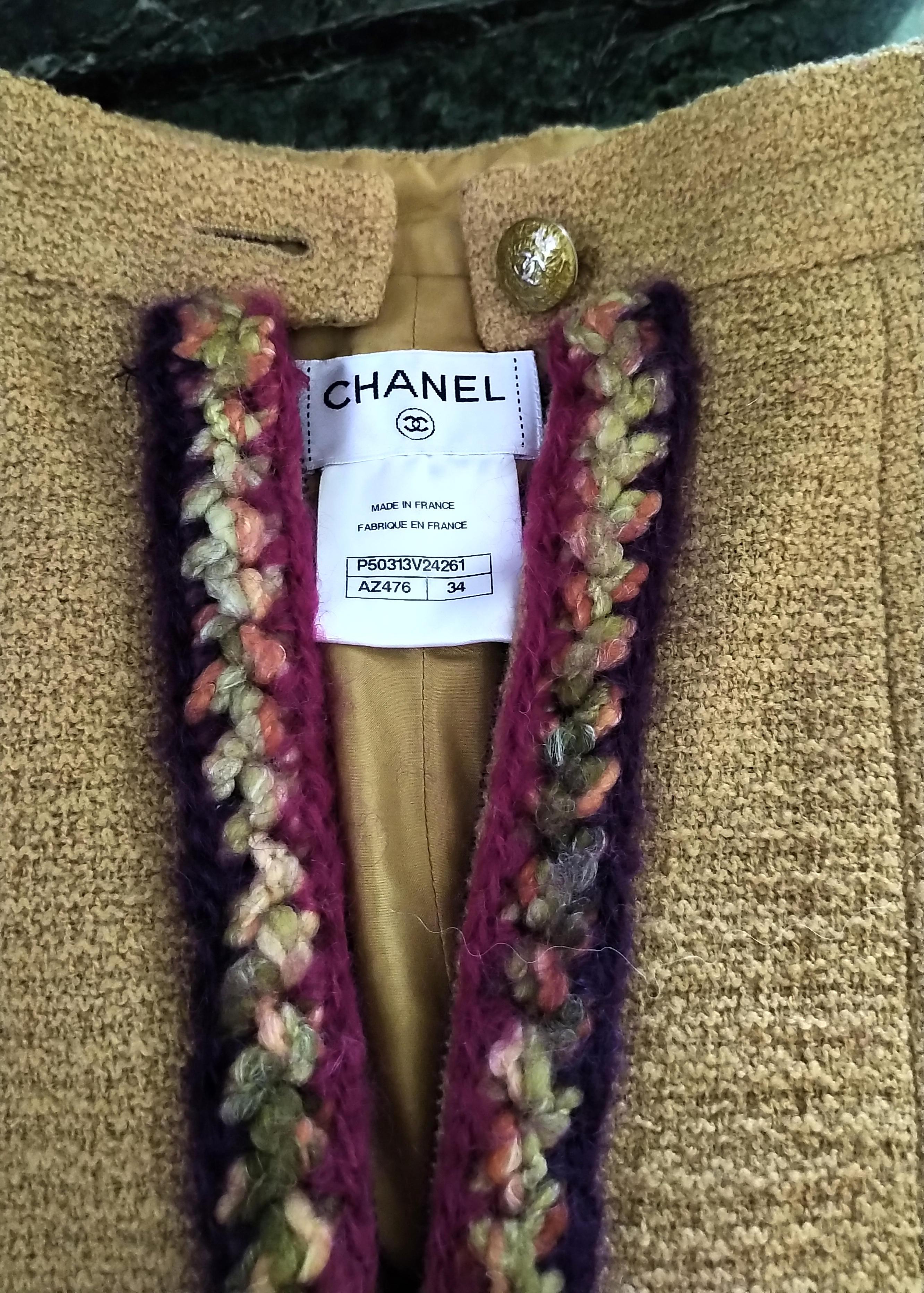 Chanel 2014 14K Camel Tan Supermarket Tweed Multi Color Skirt FR 34/ 36 US 2 4 For Sale 7