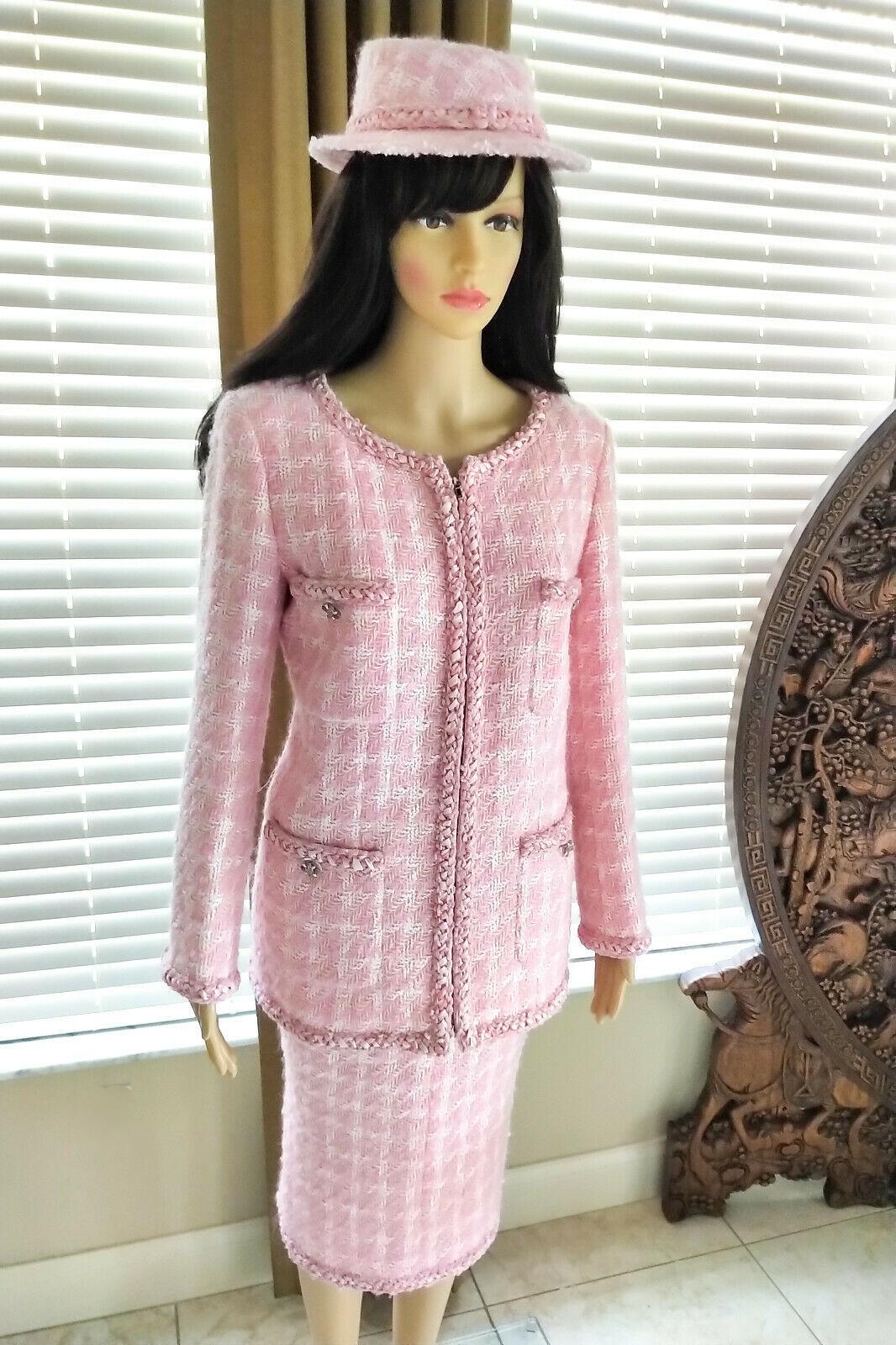 Beige Chanel 2014 14K Pink Supermarket Fantasy Tweed Jacket & Skirt Suit FR 44/ US 10