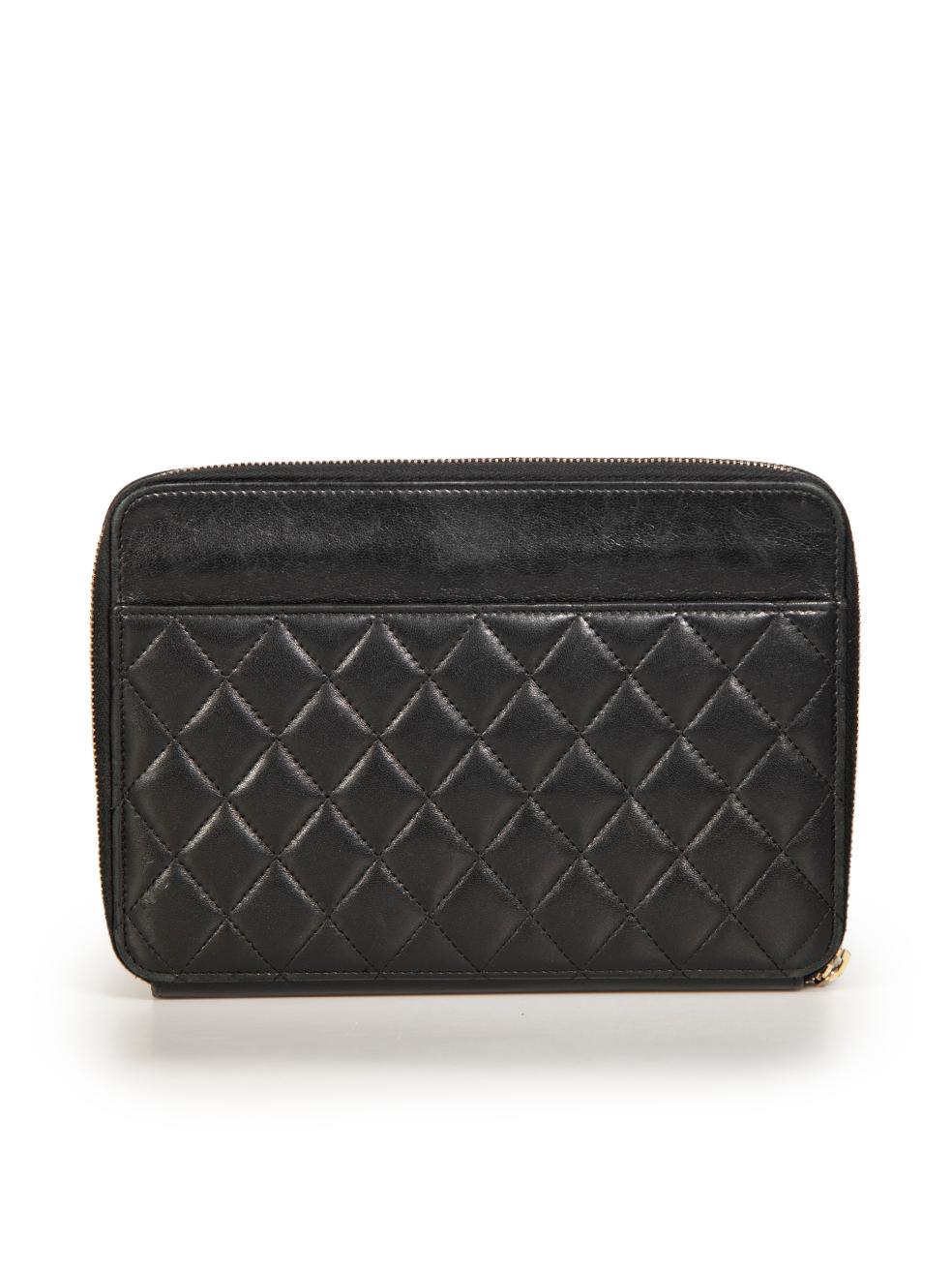 Chanel 2014-15 Black Leather Quilted Large Pouch Wallet In Good Condition In London, GB