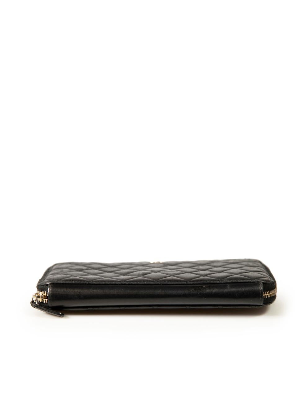 Women's Chanel 2014-15 Black Leather Quilted Large Pouch Wallet