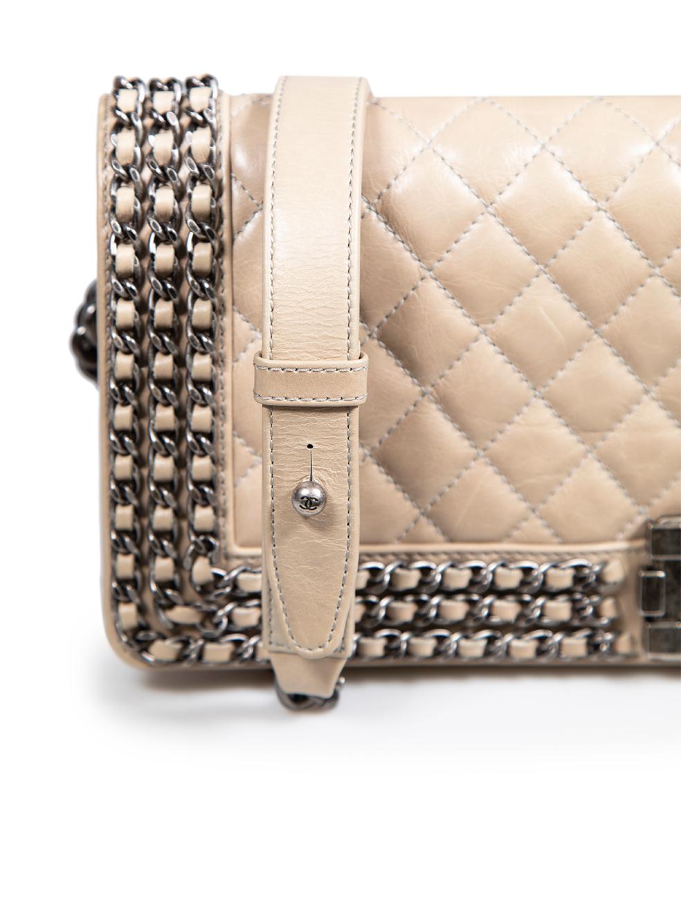 Chanel 2014-2015 Beige Leather Long Boy Bag 3