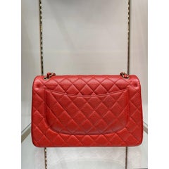 Chanel 2014-2015 Jumbo Classic Red Caviar Double Flap Bag