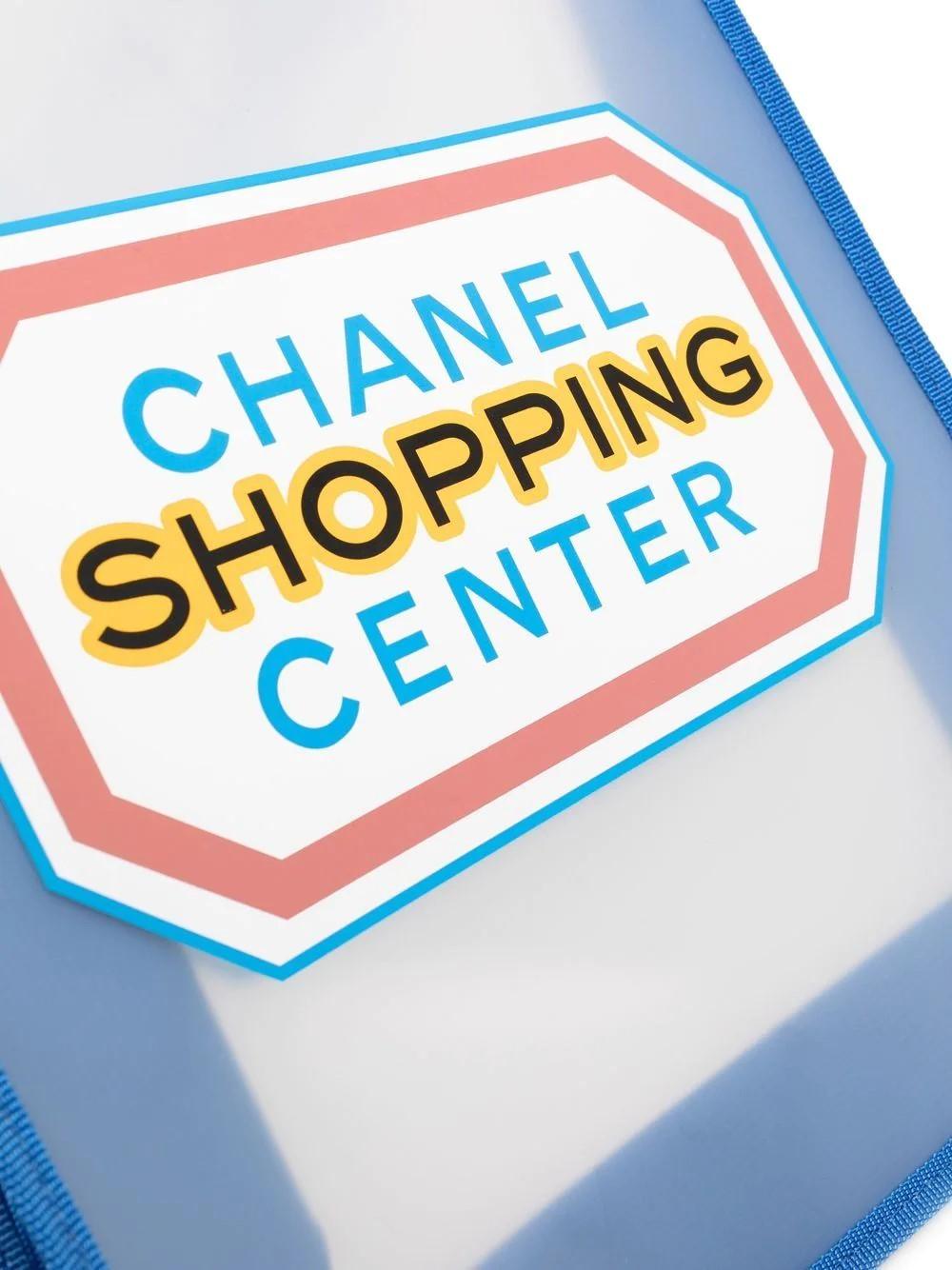 Gray Chanel 2014 AW Logo-Print Transparent Tote Bag