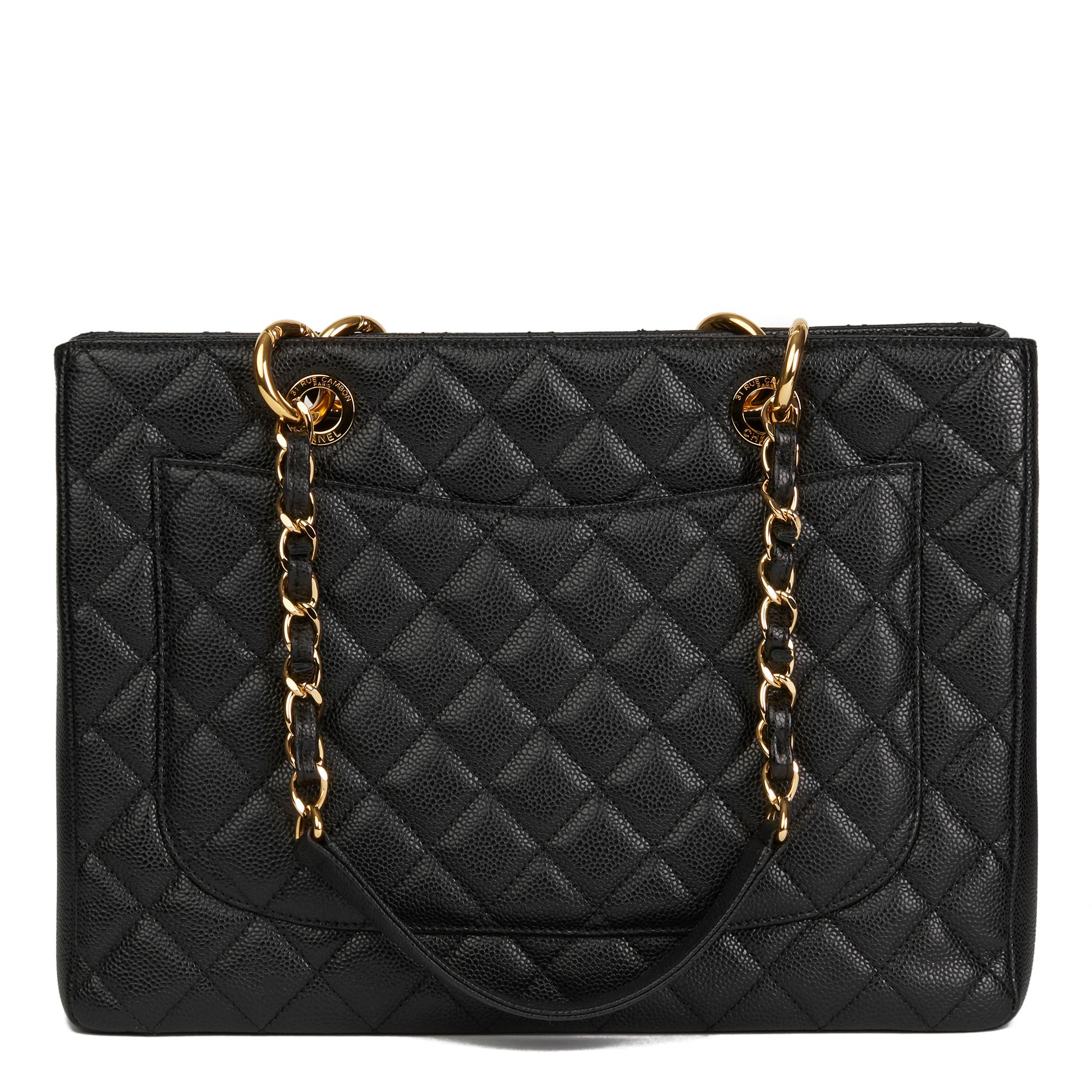 Women's Chanel 2014 Black Quilted Caviar Leather Grand Shopping Tote GST