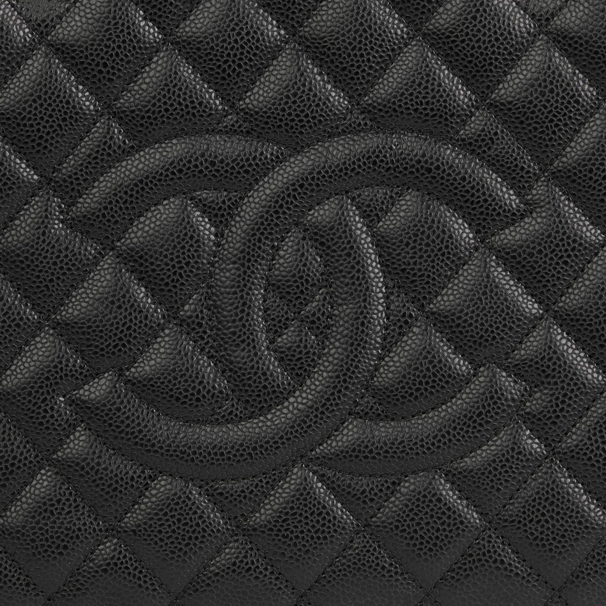 Chanel 2014 Black Quilted Caviar Leather Grand Shopping Tote GST 2