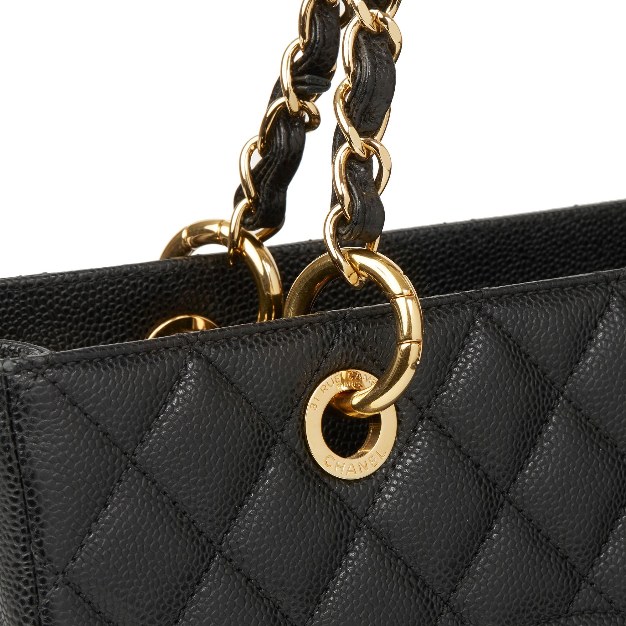 Chanel 2014 Black Quilted Caviar Leather Grand Shopping Tote GST 3