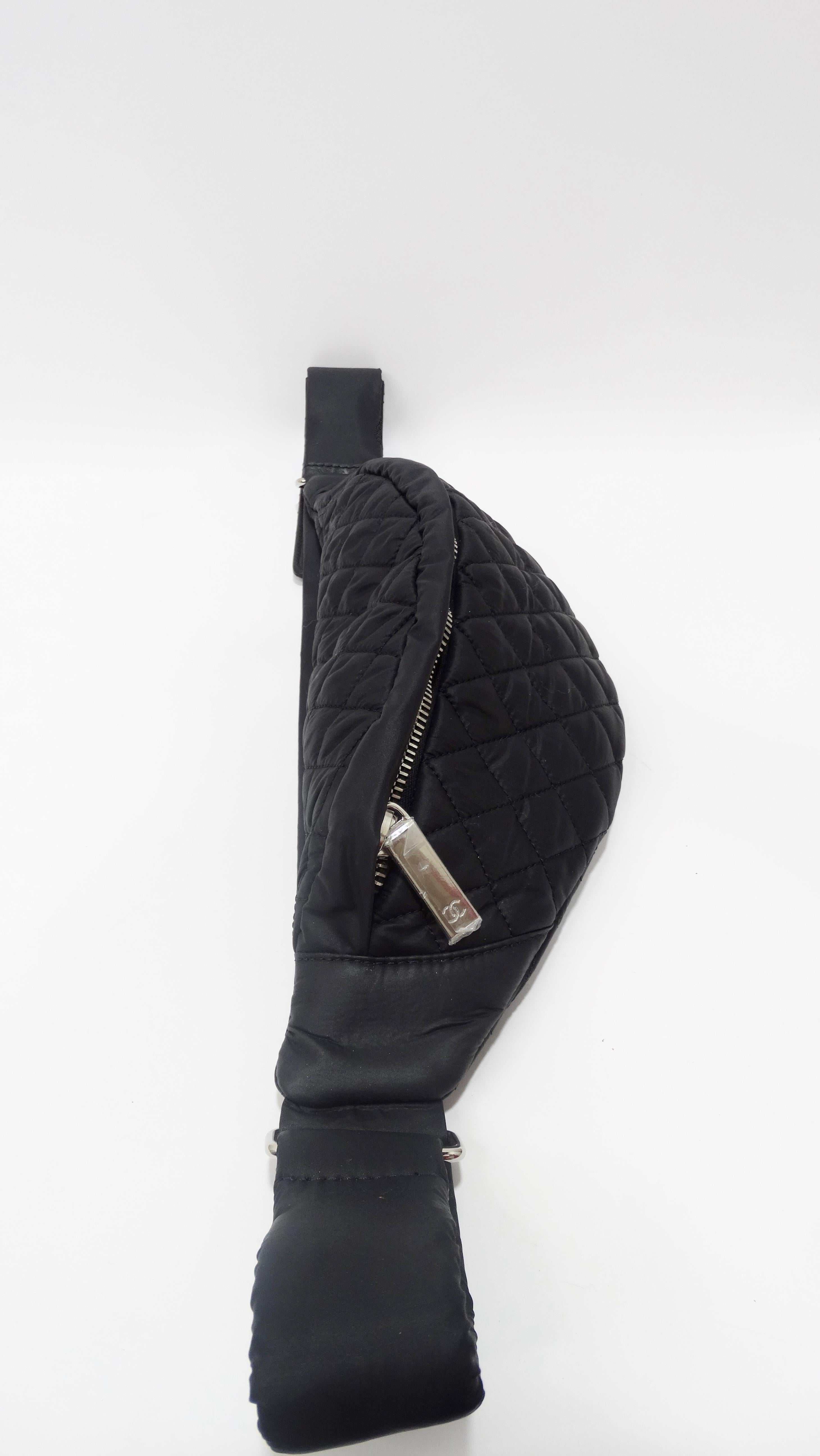 From traveling to running around, your new favorite fanny pack is here! Circa 2014/1025 this stylish Chanel fanny is crafted from black nylon and features Chanel's signature quilted stitching, a nylon and leather adjustable waist belt, and silver