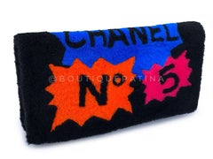 Chanel 2014 Black Supermarket Shearling Giant Clutch Bag SHW Comic 68596