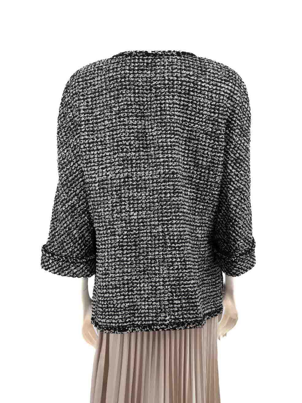 Chanel 2014 Black Tweed Double Breasted Jacket Size 4XL In Good Condition For Sale In London, GB