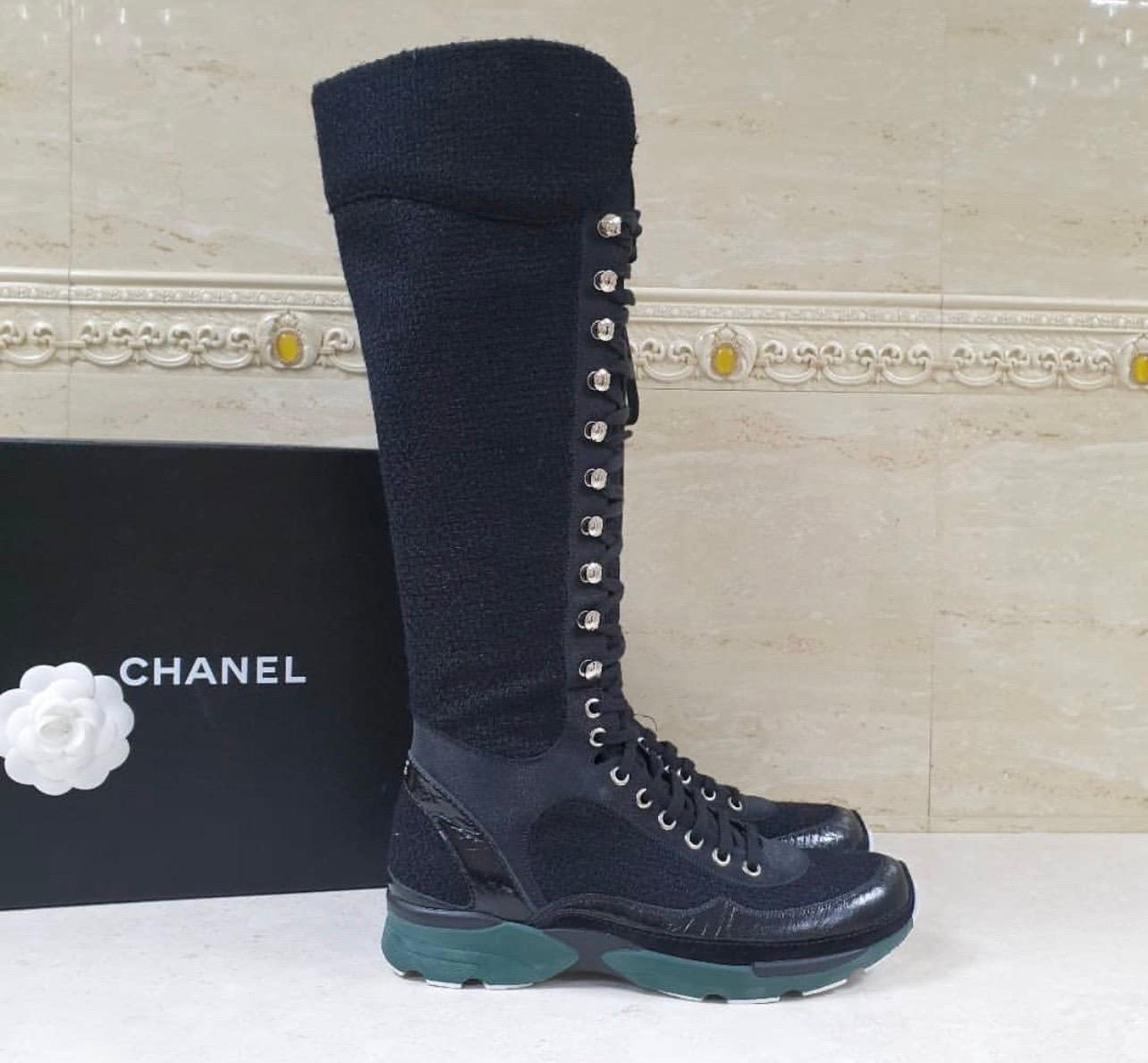 leather knee high sneakers