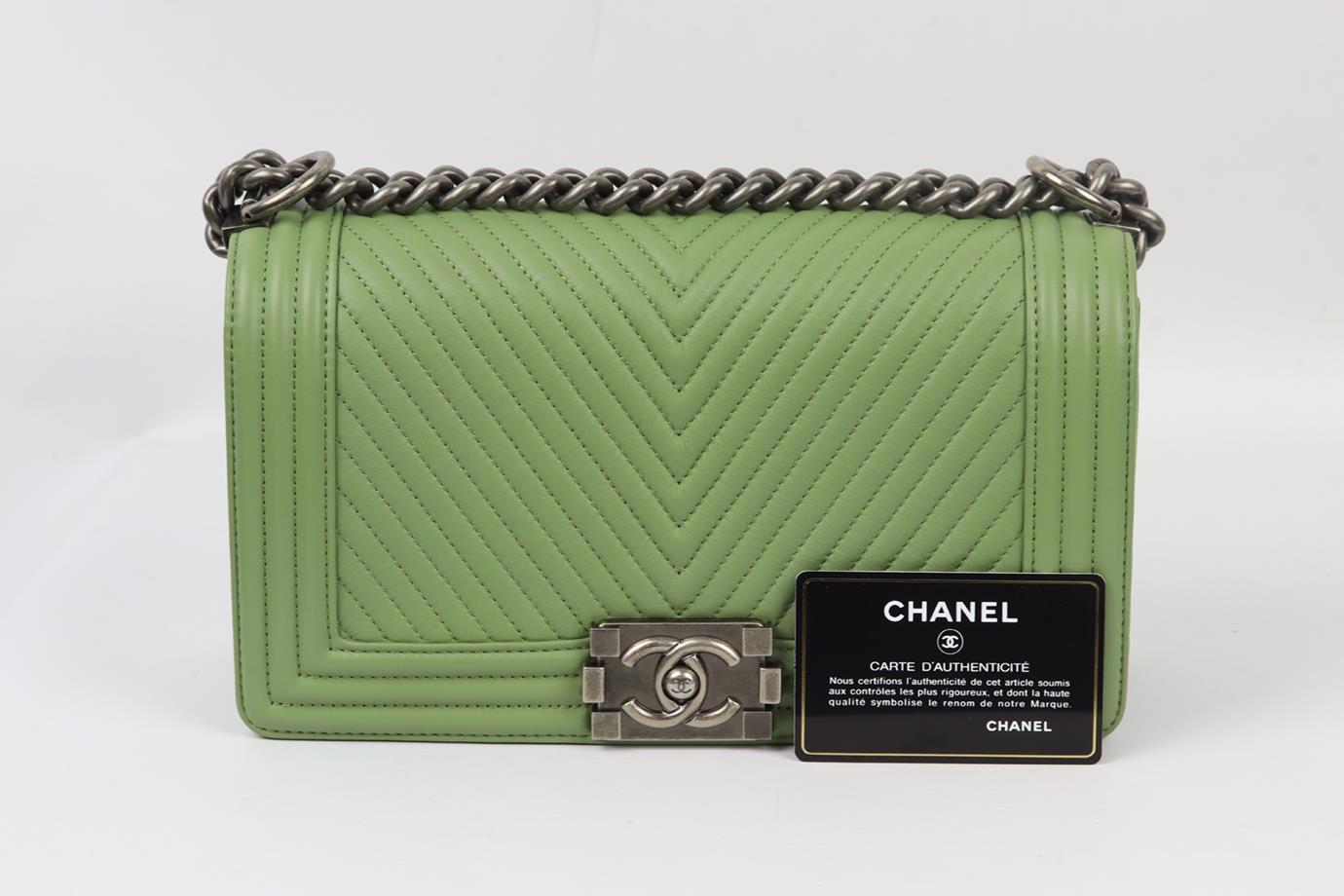 Chanel 2014 Boy Medium Chevron Leather Shoulder Bag 6