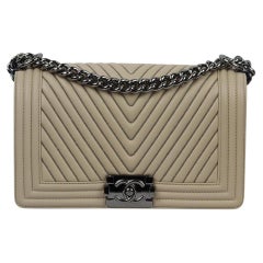 Chanel 2014 Boy Medium Embellished Chevron Leather Shoulder Bag