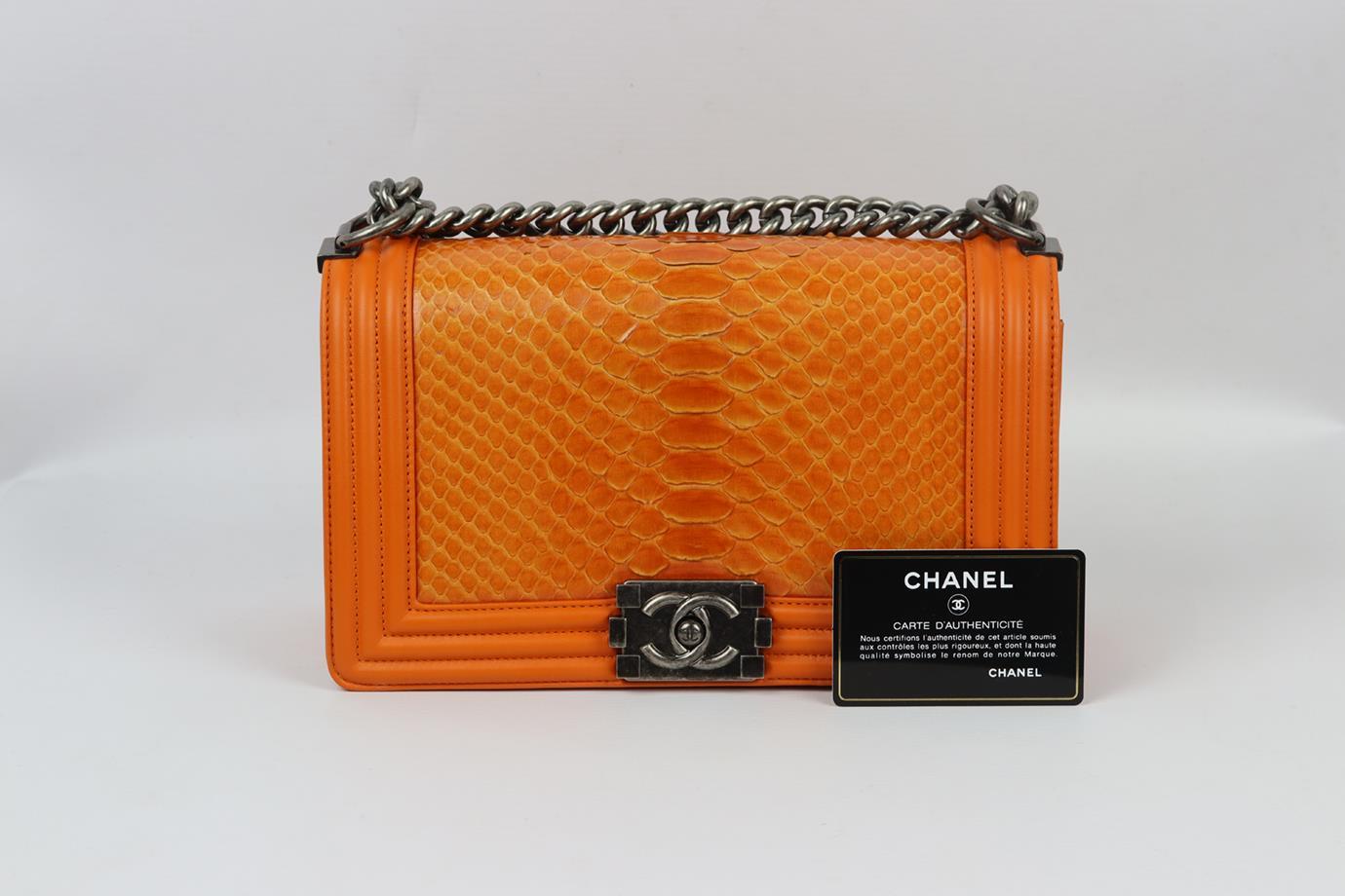Chanel 2014 Boy Medium Python And Leather Shoulder Bag For Sale 6
