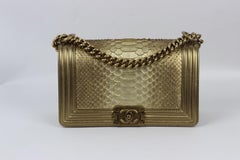 Chanel 2014 Boy Medium Python And Leather Shoulder Bag