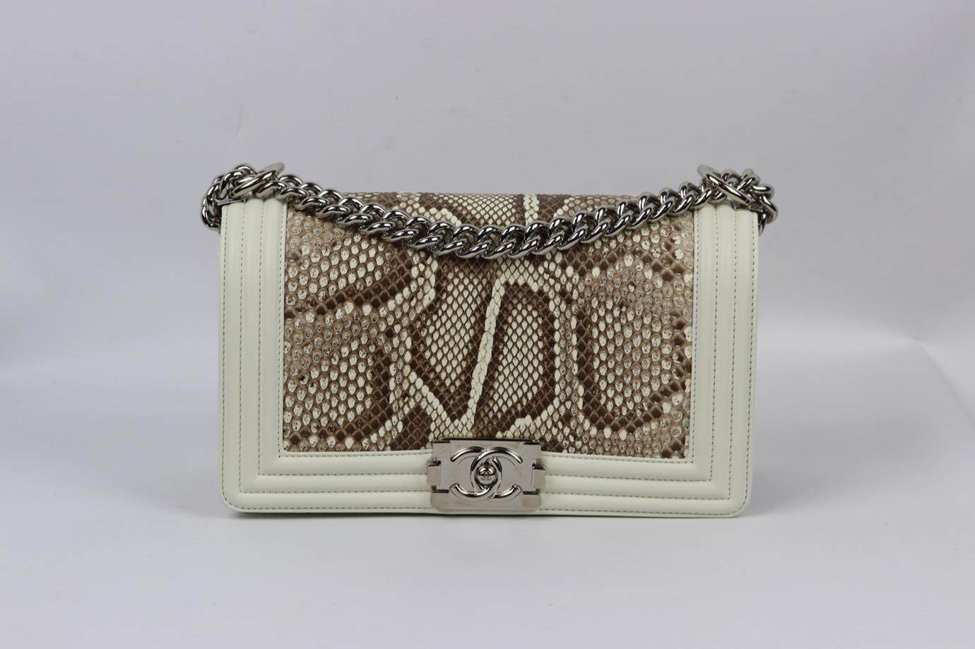 Chanel 2014 Boy Medium Python And Leather Shoulder Bag In Excellent Condition For Sale In London, GB