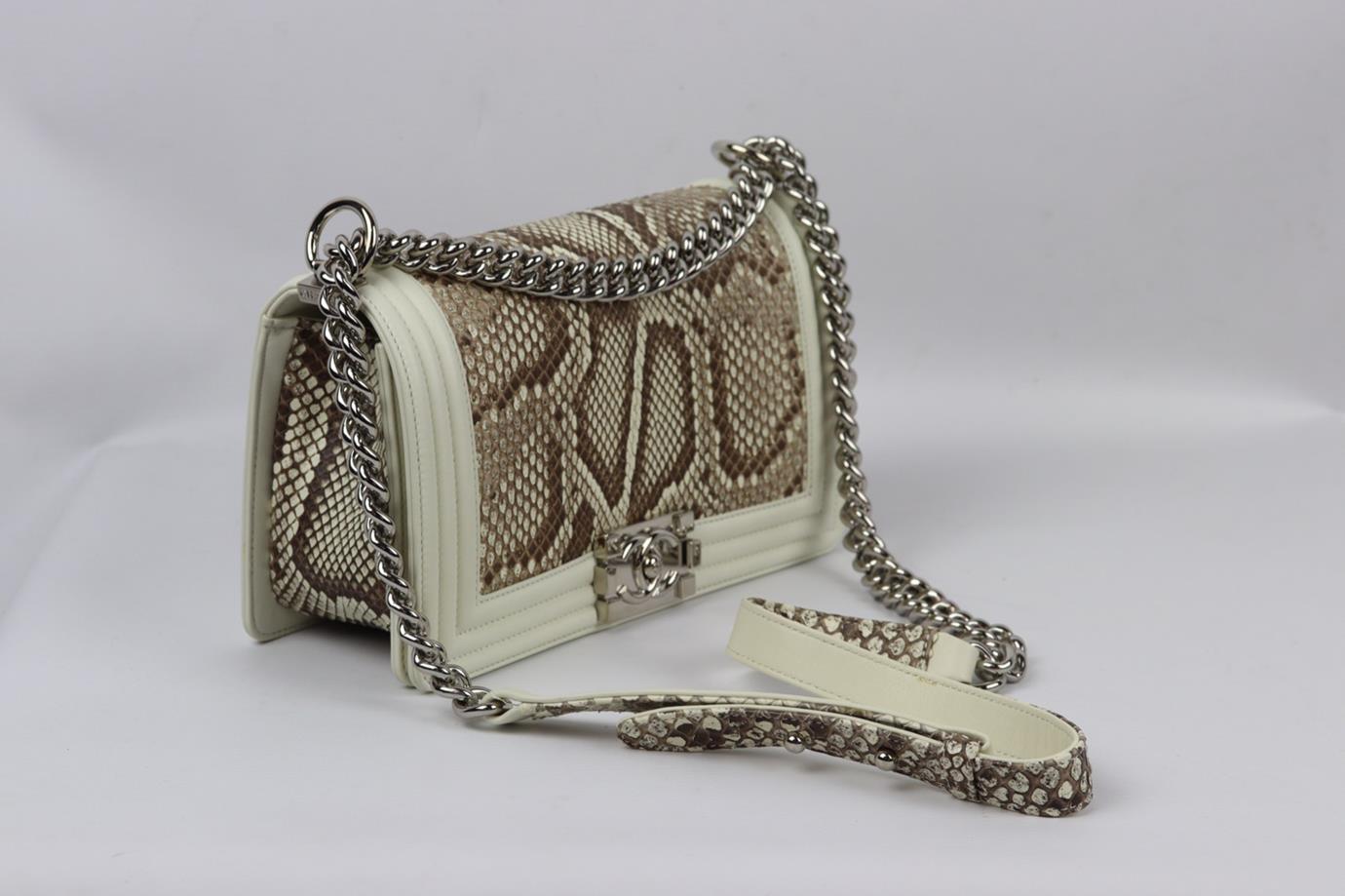 Chanel 2014 Boy Medium Python And Leather Shoulder Bag For Sale 1