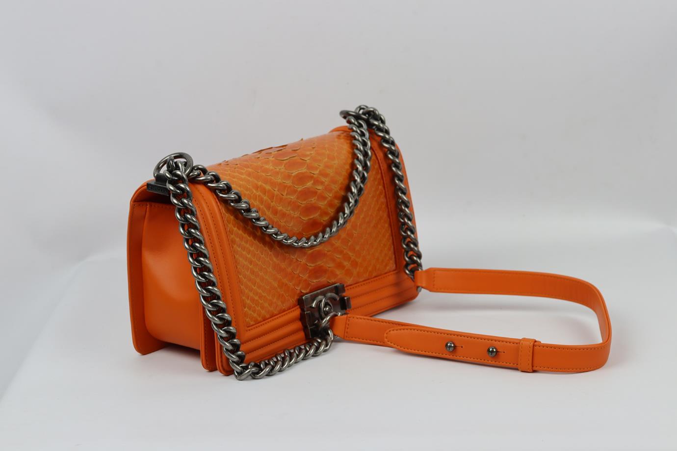 Chanel 2014 Boy Medium Python And Leather Shoulder Bag For Sale 2