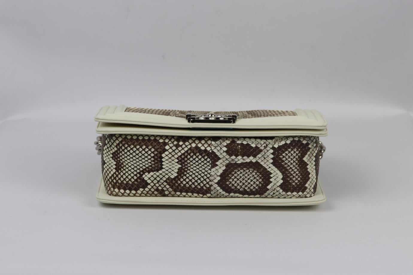 Chanel 2014 Boy Medium Python And Leather Shoulder Bag For Sale 2