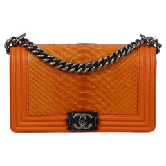 Chanel Rare Limited Edition Boy Medium Python Flap Bag Blue Leather Exotic  leather ref.446442 - Joli Closet