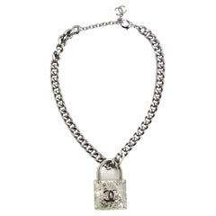 Antique Chanel 2014 CC Plexiglass Padlock Necklace