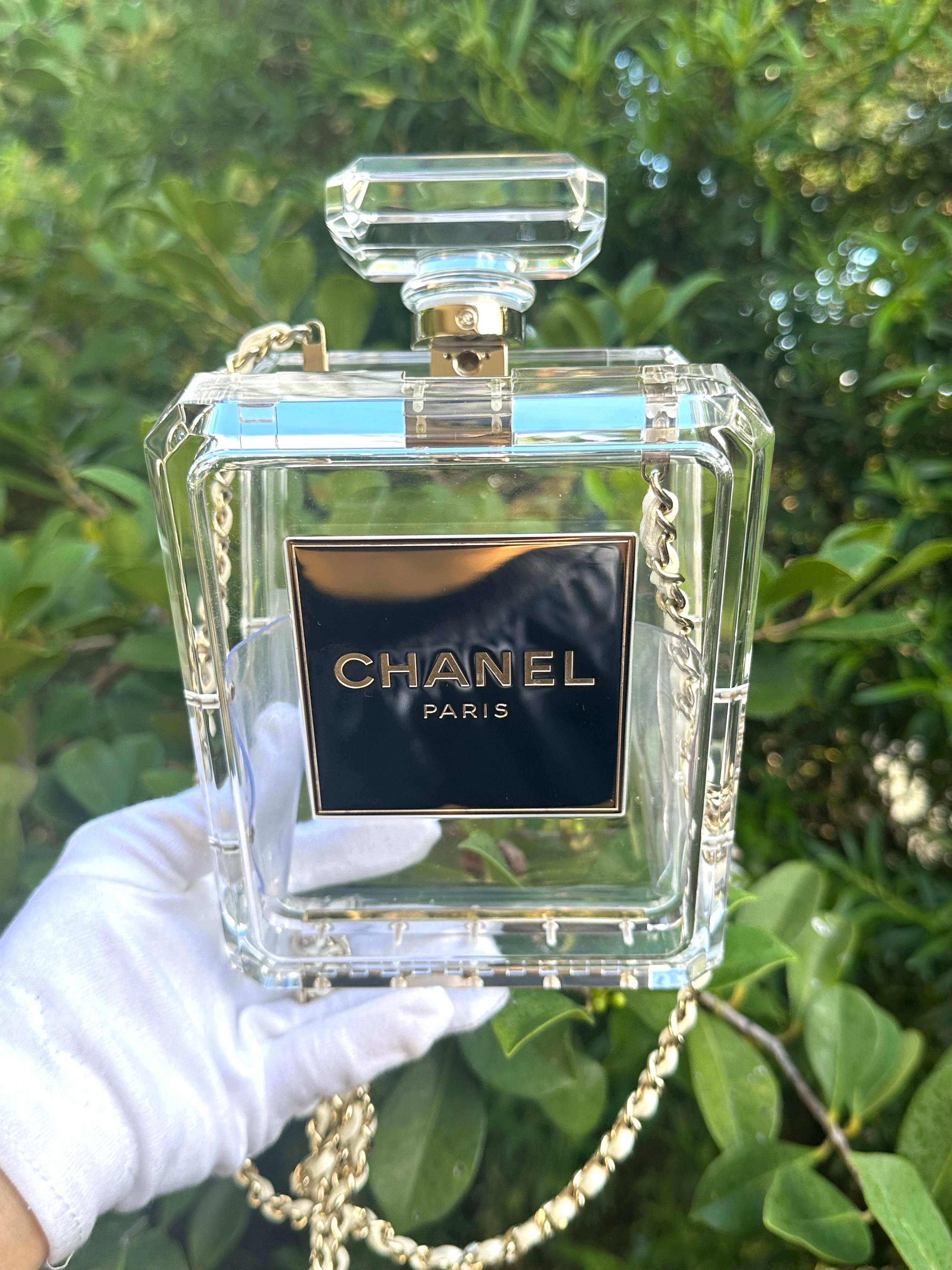 Chanel 2014 Cruise Clear Lucite N°5 Perfume Bottle Clutch 10