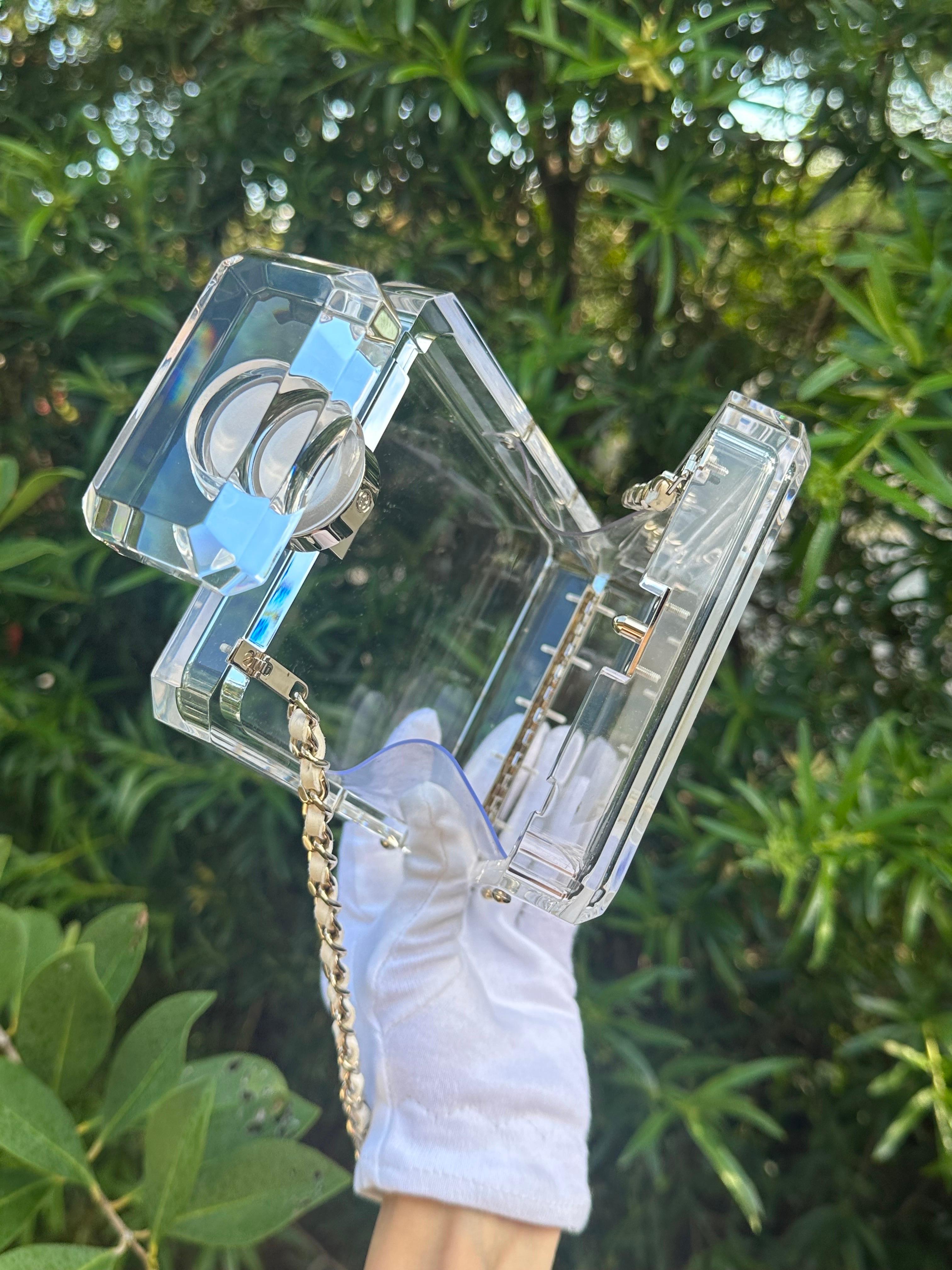 Chanel 2014 Cruise Clear Lucite N°5 Perfume Bottle Clutch 11