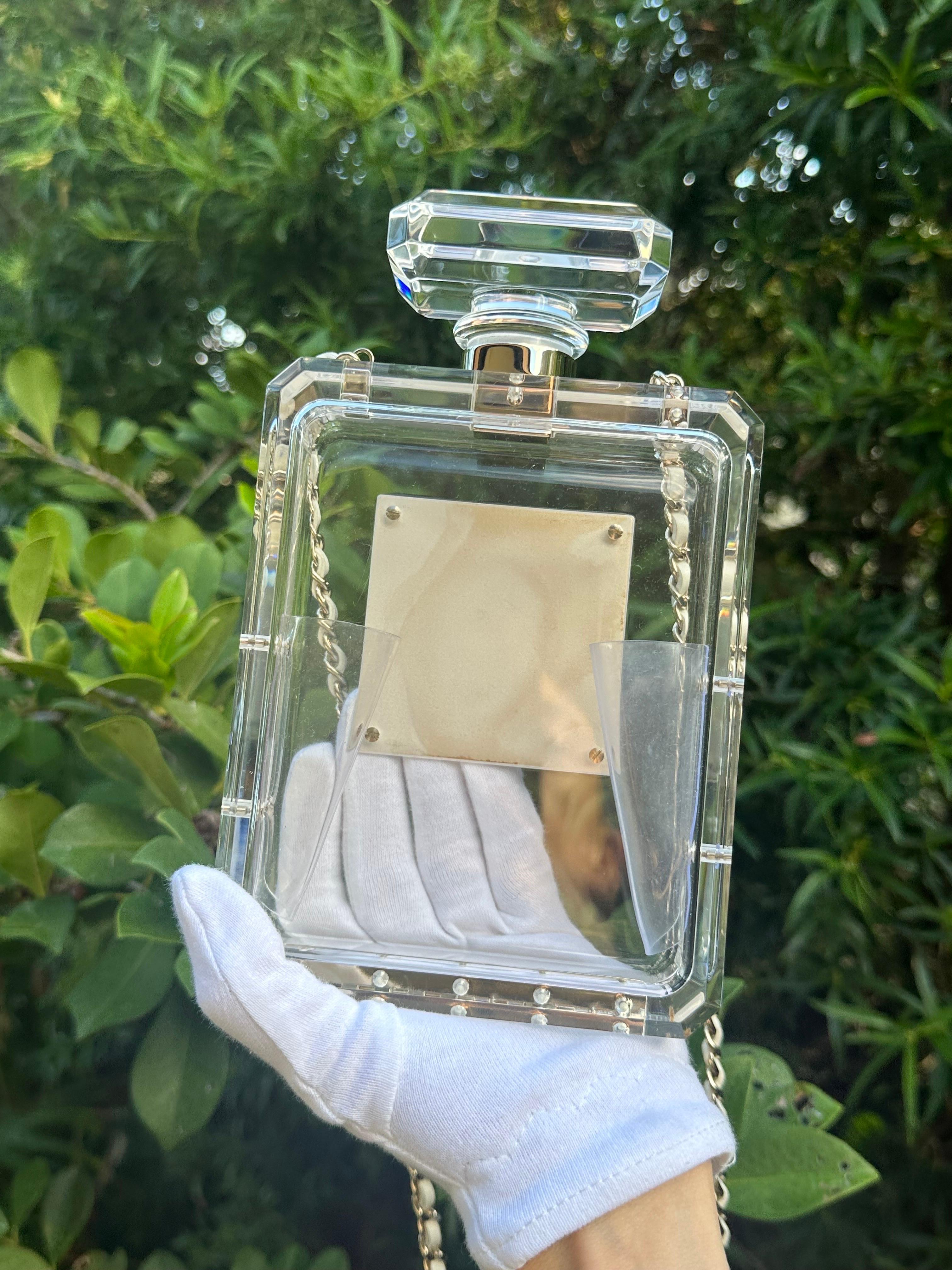 Chanel 2014 Cruise Clear Lucite N°5 Perfume Bottle Clutch 12