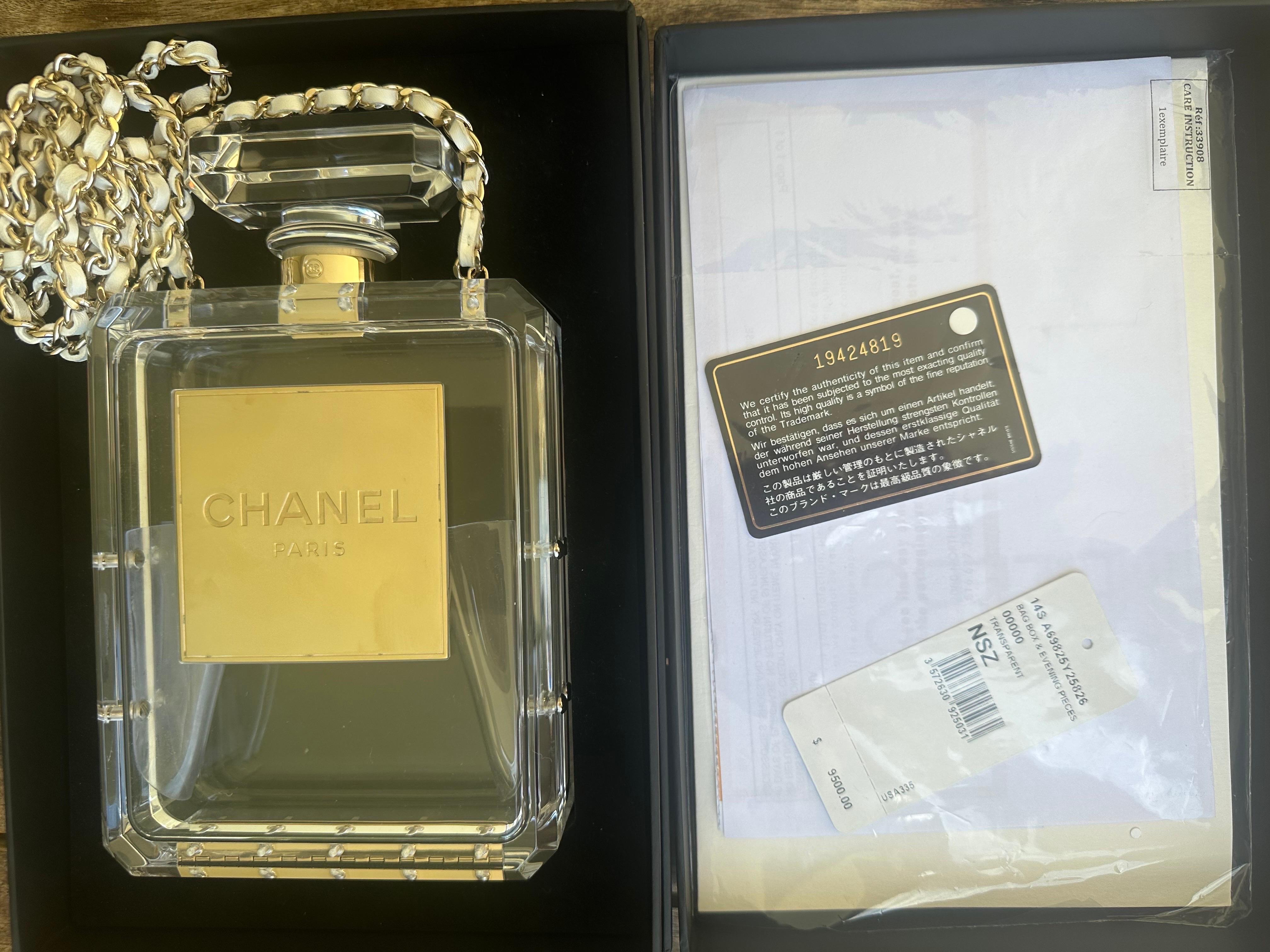 Chanel 2014 Cruise Clear Lucite N°5 Perfume Bottle Clutch 15