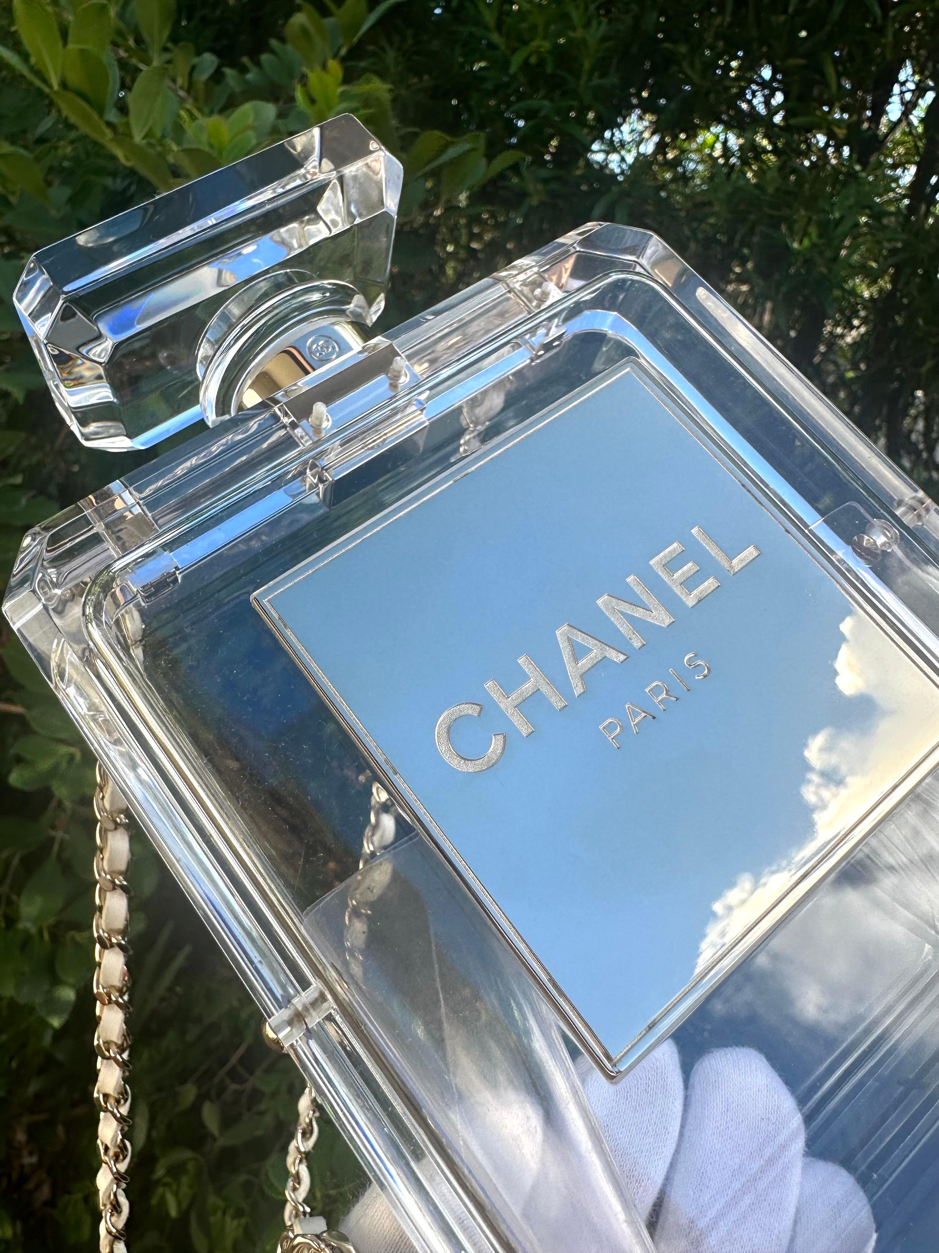 Chanel 2014 Cruise Clear Lucite N°5 Perfume Bottle Clutch (Pochette) 2