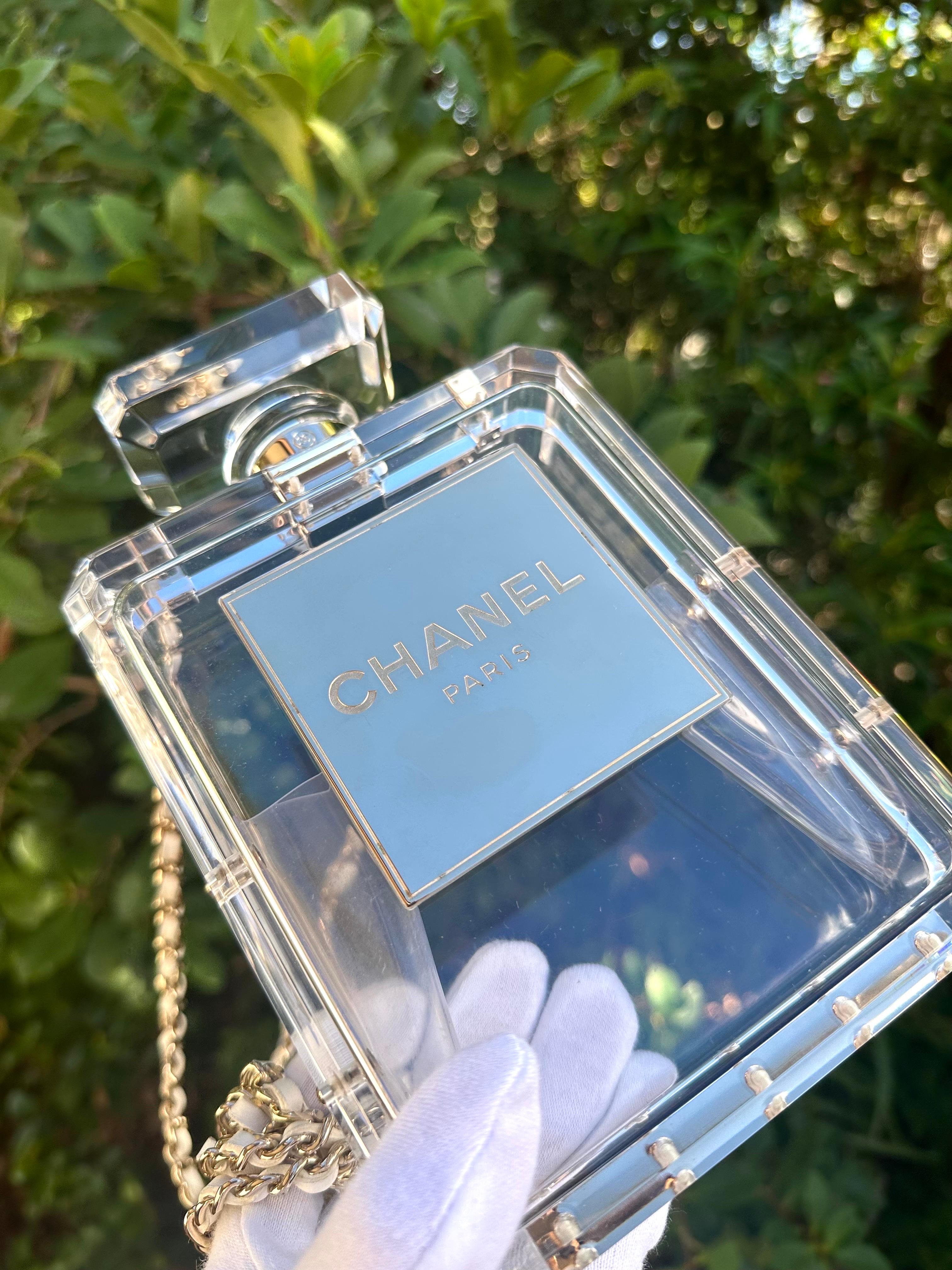 Chanel 2014 Cruise Clear Lucite N°5 Perfume Bottle Clutch 3