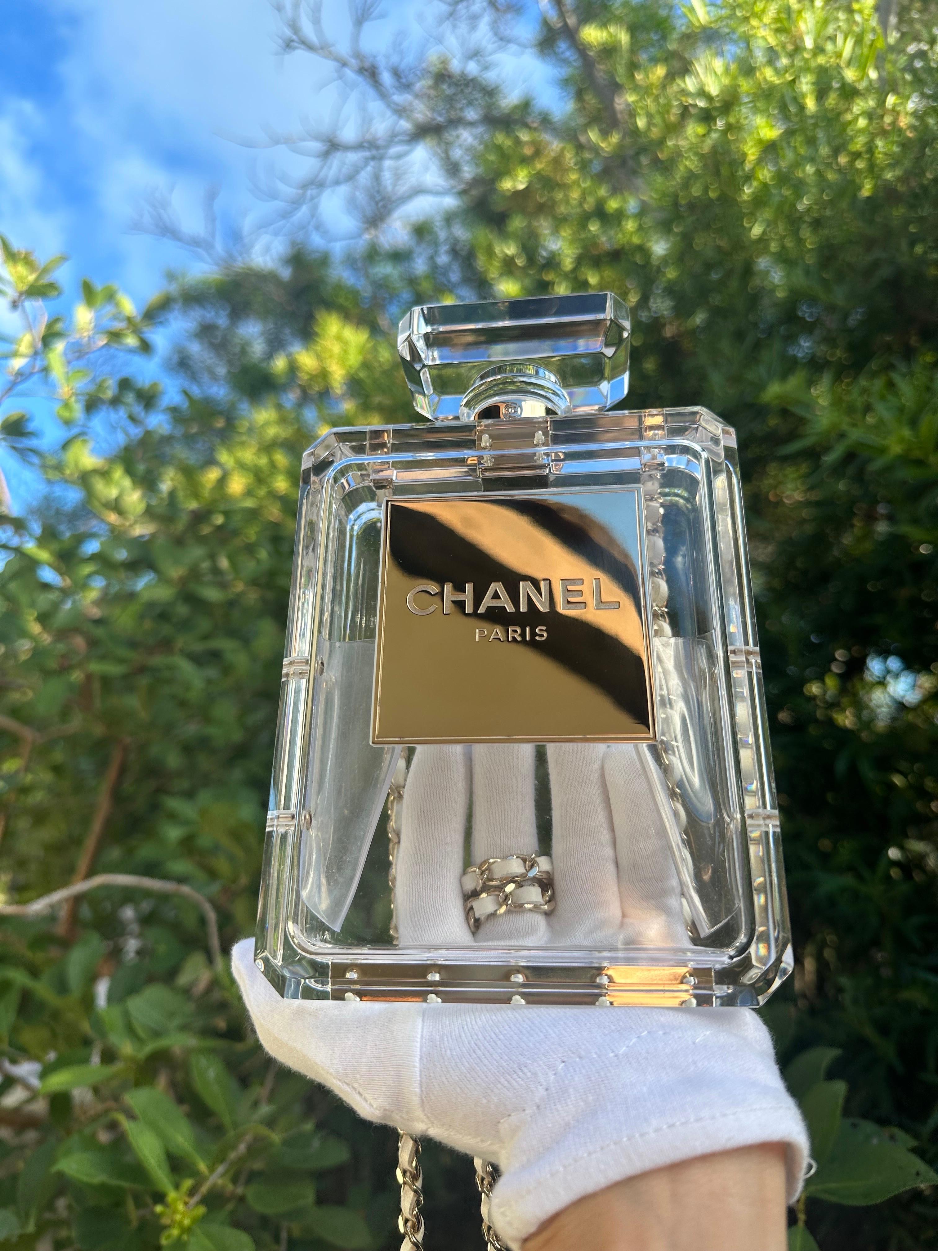 Chanel 2014 Cruise Clear Lucite N°5 Perfume Bottle Clutch 4