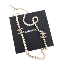 Chanel 2014 Light Gold Pearl CC 100th Anniversary Necklace, France